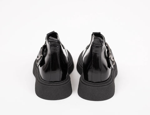 Pantofi damă, din piele lăcuită cu catarama, talpa 4cm