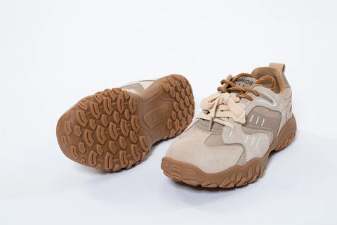 Adidași din Piele Naturală Întoarsă Bej/Taupe - Eleganță și Confort
