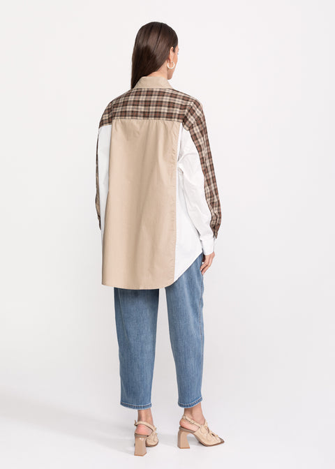 Camasa casual chic cu carouri si accente contemporane