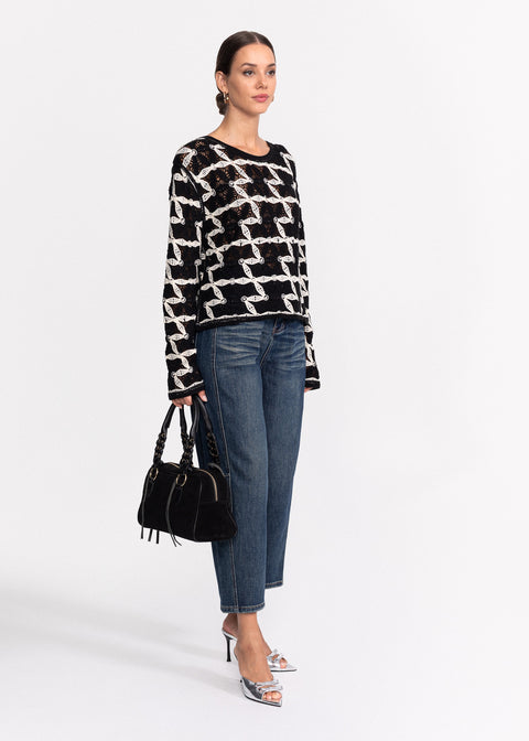 Bluza tricotata cu model geometric 62002
