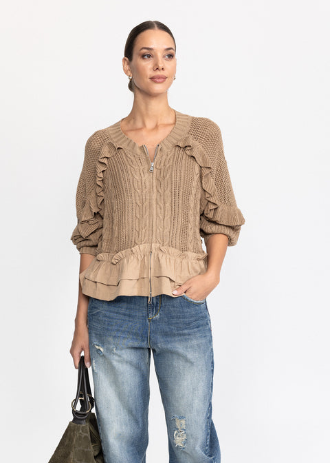 Jerseu din tricot cu volane delicate