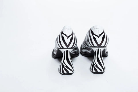 Pantofi din piele naturala,imitatie zebra