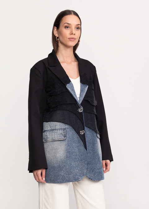 Sacou cu insertii denim