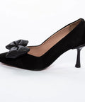 Pantofi stiletto negri cu fundă elegantă - Annalafaet