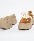 Adidași chunky din piele întoarsă și material textil – Platformă înaltă, stil îndrăzneț