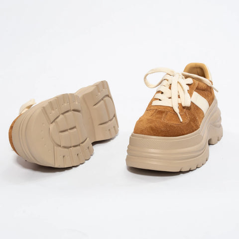 Adidași chunky din piele întoarsă și material textil – Platformă înaltă, stil îndrăzneț