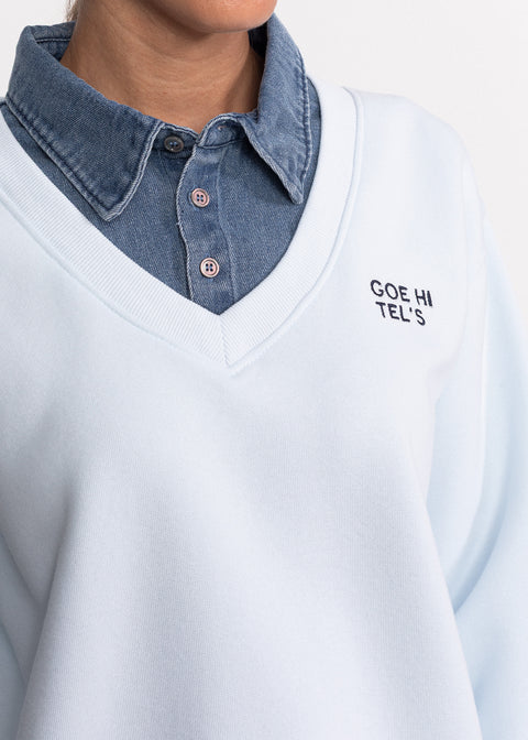 Bluza din bumbac cu guler din denim 6037