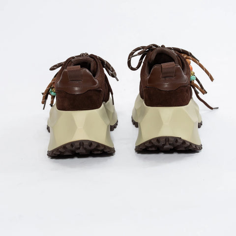 Adidași damă din piele întoarsă cu platformă geometrică și detalii boho