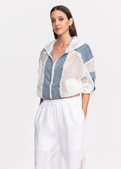 Jacheta subtire de vara cu insertii din denim
