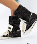 Sneaker înalt din Denim cu stele decorative