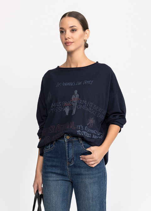 Bluza casual cu decolteu rotund 60858