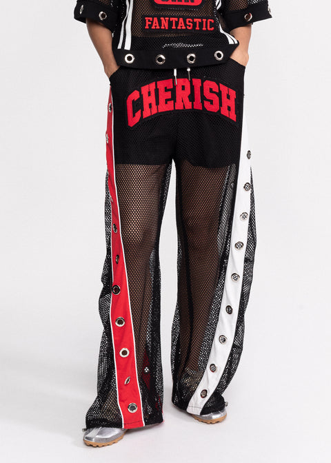 Pantaloni Cherish din plasa si inele metalice