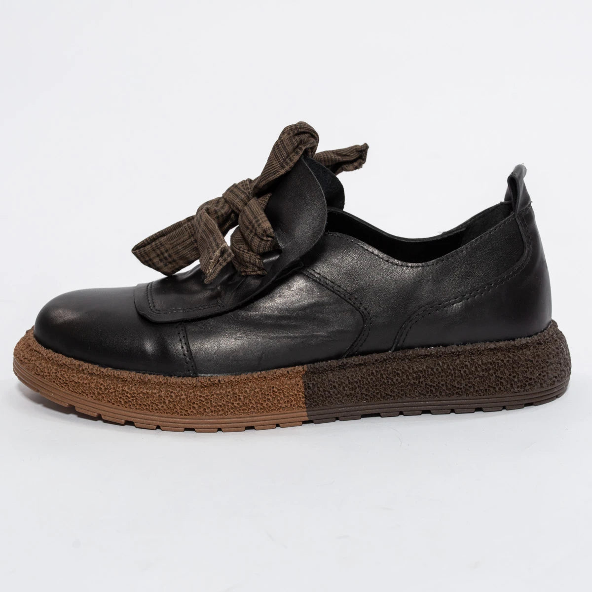 Pantofi din piele naturală cu fundă decorativă