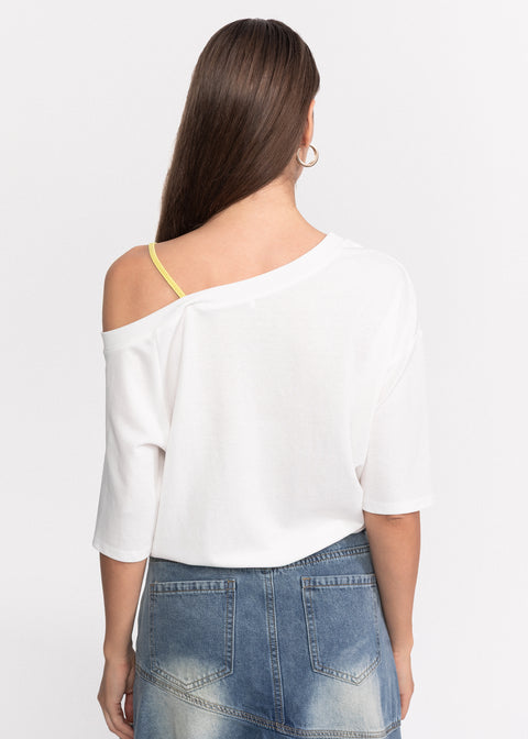 Tricou din bumbac cu decolteu asimetric