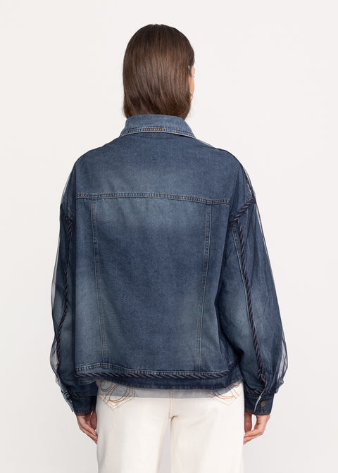 Denim Shirt with Voluminous Sleeves