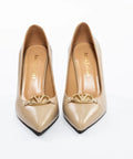 Pantofi stiletto nude cu accesoriu auriu - Annalafaet