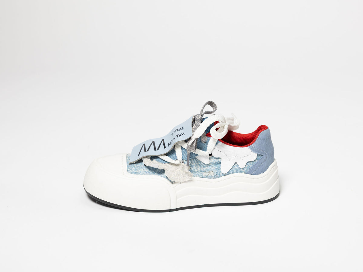 Denim Sneakers with Decorative Stars