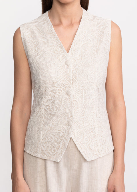 Linen Embroidered Suit