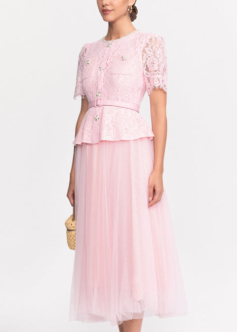 Rochie Midi eleganta din dantela si tulle