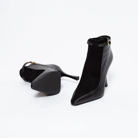 Botine Duet de Texturi din Piele Naturală și Suede