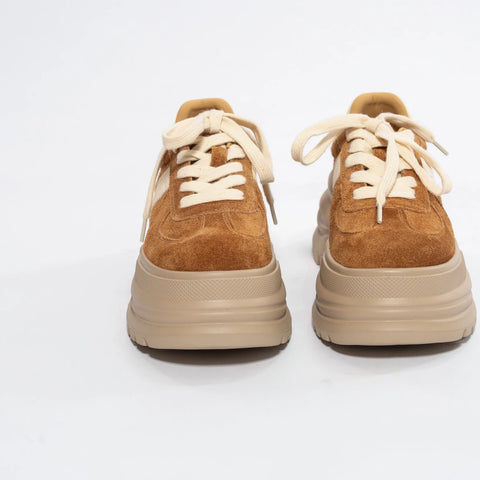Adidași chunky din piele întoarsă și material textil – Platformă înaltă, stil îndrăzneț