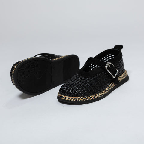 Woven Ballet Flats with Strap