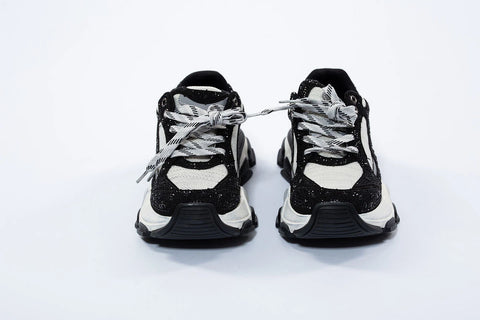 Adidași sport futurist alb-negru cu talpă masivă și detalii glitter – Urban Luxe – AnnaLaFaet