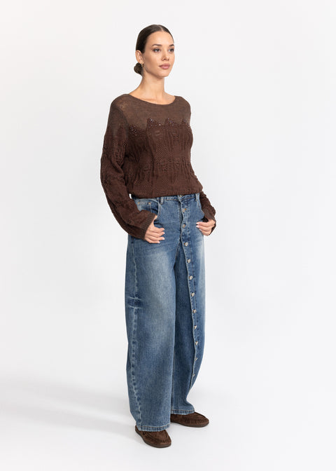 Blugi din denimn cu capse
