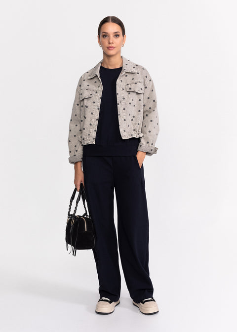 Geaca denim cu imprimeu buline 68777