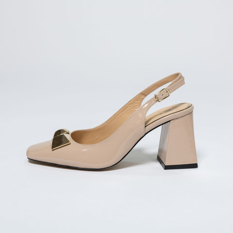 Stable-Heel Shoes with Metallic Detail
