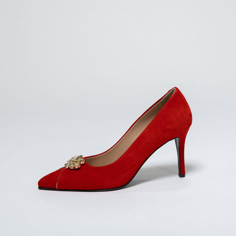 Stiletto Pumps with Decorative Brooch