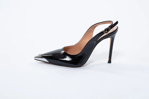 Pantofi verde lac cu vârf metalic auriu și toc subțire de 10 cm – eleganță distinctă AnnaLaFaet
