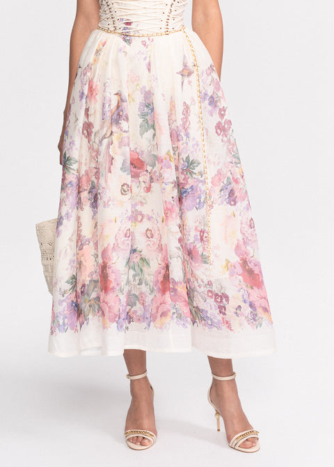 Rochie Midi cu imprimeu floral si bretele subtiri