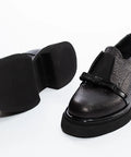 Pantofi loafers negri cu platformă discretă - Annalafaet