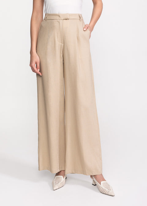 Linen Set with Vest and Wide-Leg Trousers