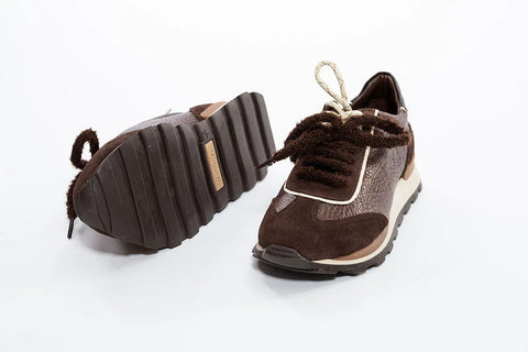 Adidași casual din piele întoarsă și piele texturată