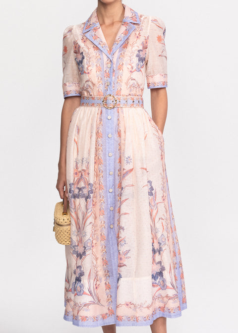 Rochie Midi cu guler clasic si maneci scurte