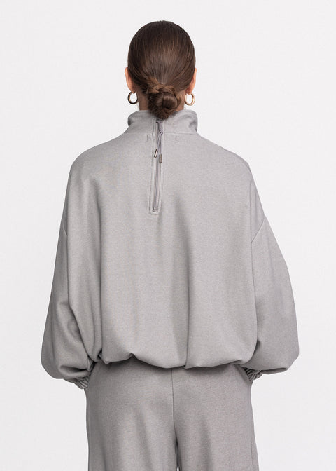 Bluza casual din bumbac cu gluga si fermoar frontal