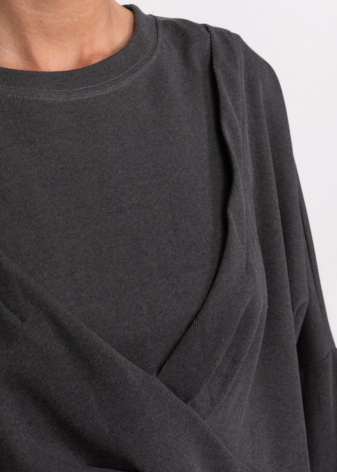 Bluza casual din bumbac cu suprapunere frontala