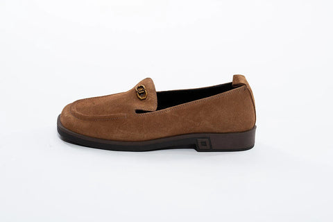Loafers camel cu detaliu metalic - Annalafaet