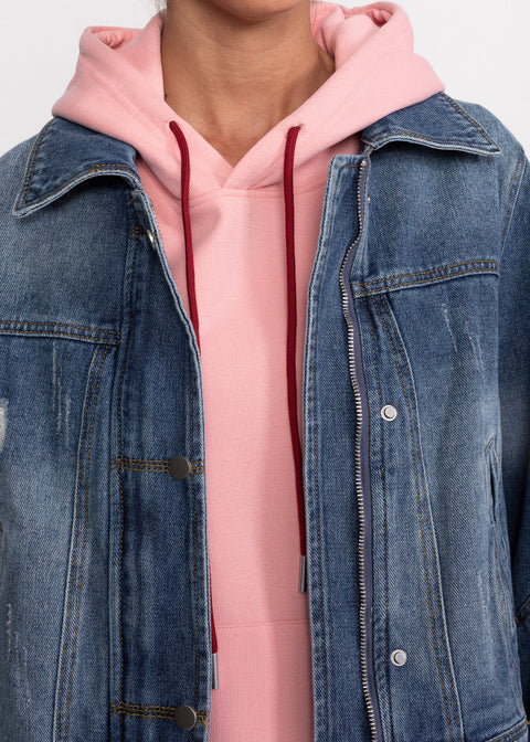 Geaca denim cu fermoar si capse  68776