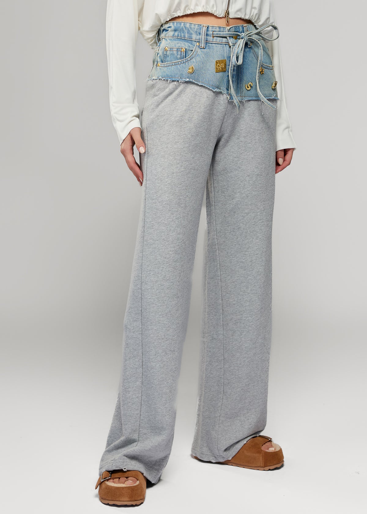Cotton Pants with Denim Inserts
