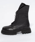 Ghete Tip Combat Negre din Piele Naturală Granulată