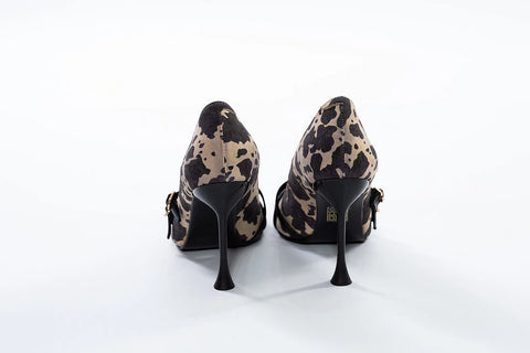 Pantofi Stiletto Animal Print cu Catarame