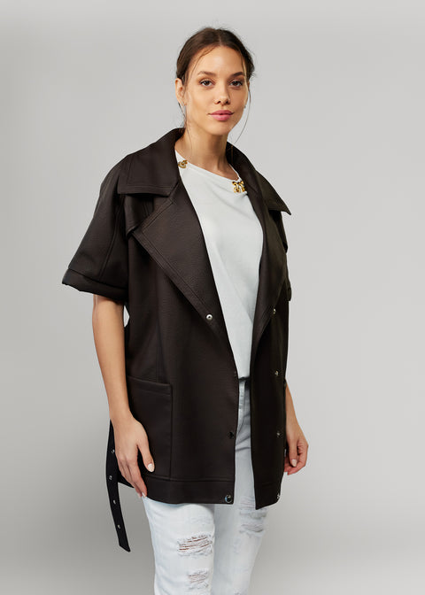 Leather Vest-Style Jacket