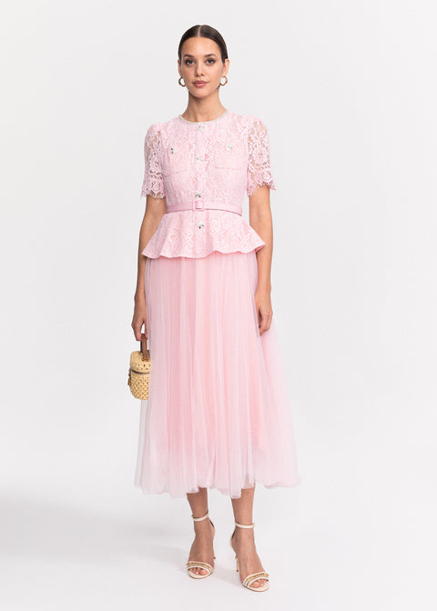 Rochie Midi eleganta din dantela si tulle
