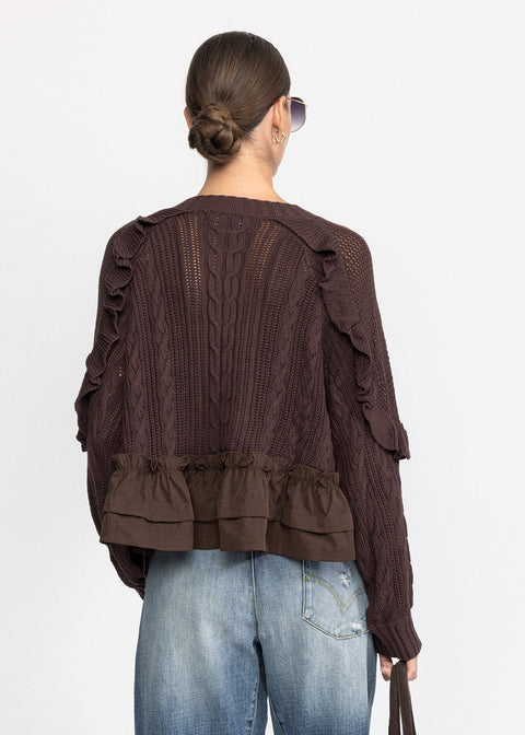 Jerseu din tricot cu volane delicate