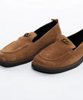 Loafers camel cu detaliu metalic - Annalafaet