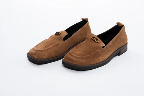 Loafers camel cu detaliu metalic - Annalafaet