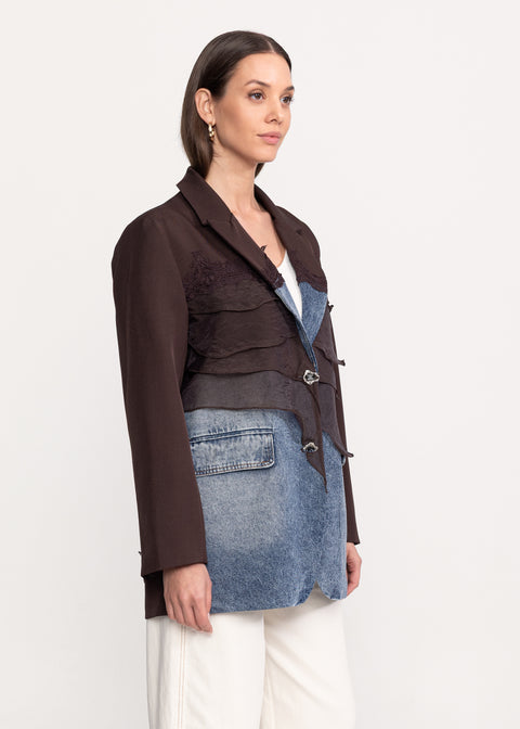 Sacou cu insertii denim